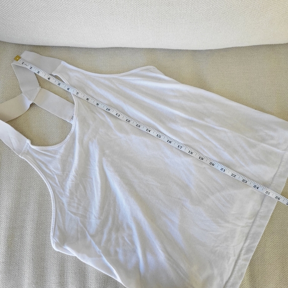 ALO Yoga Flowy Drape Back Wide Elastic Strap Layered Tank Top White L Large - Picture 8 of 8